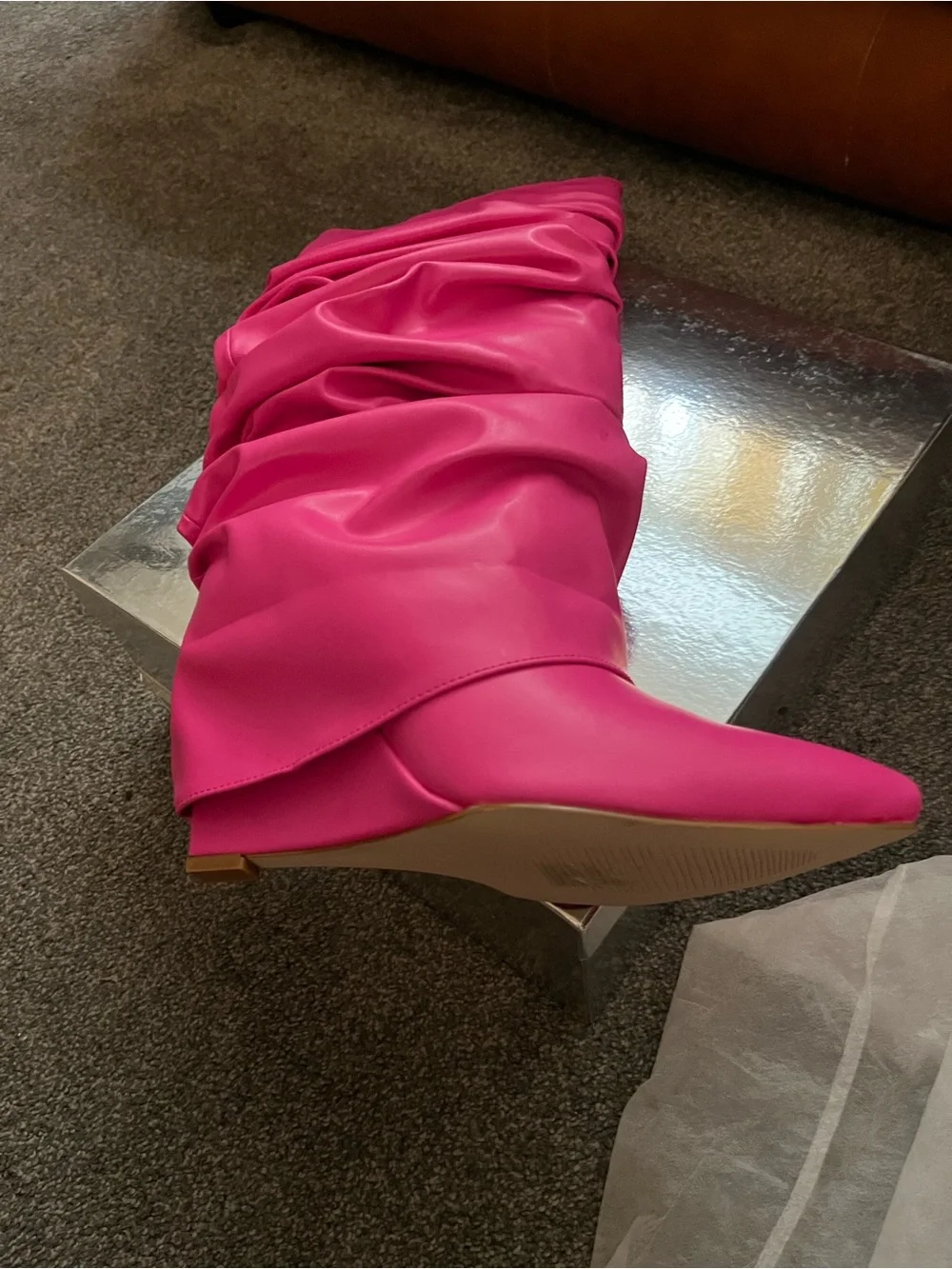 Over-the-Knee Slouch Boots in Hot Pink